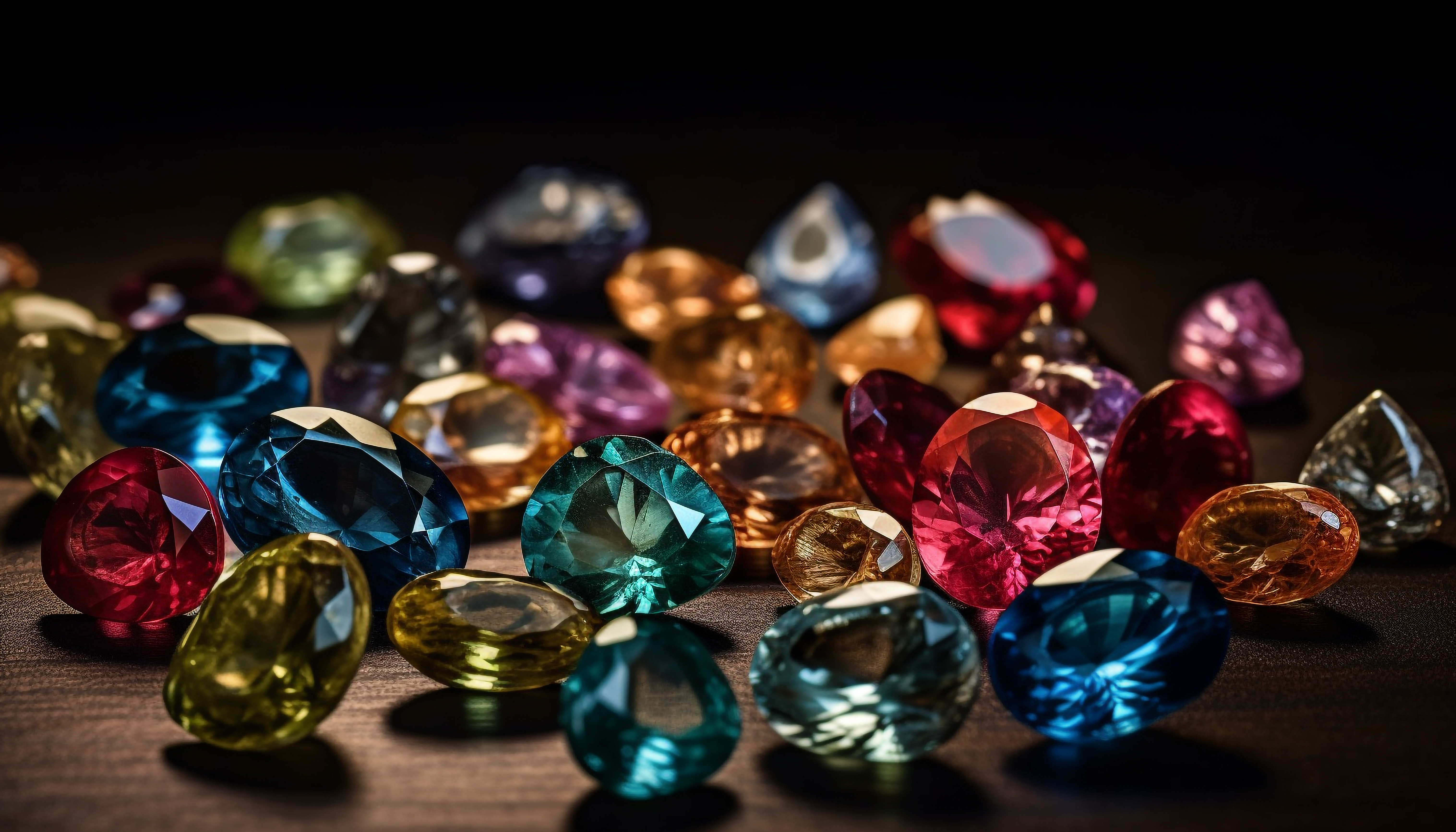 Precious gems, luxury, transparent stones in abundance generated by artificial intelligence
